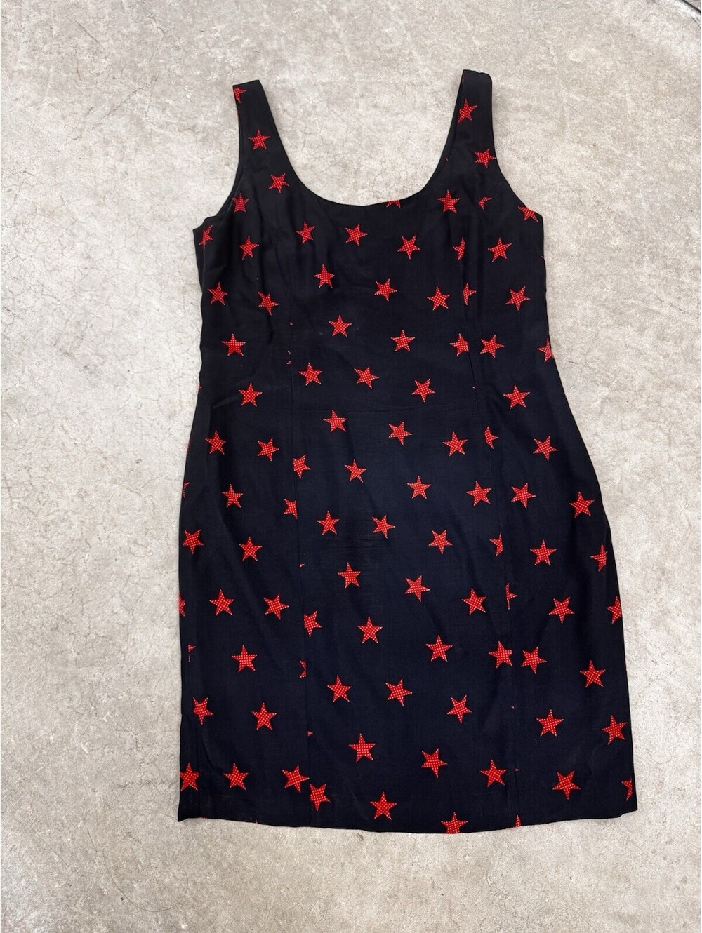 Finity Studio Sleeveless Mini Dress Navy W/Red Star Print Size 14